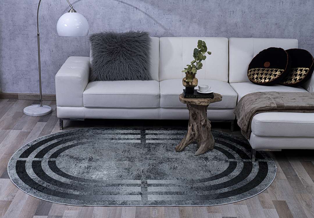 Armada Waterproof Carpet - Oval ( 160 X 230 ) cm D.Grey ( Without White Edges )