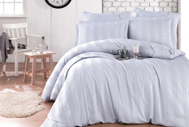 Hobby Satin Cotton Quilt Cover Set Without Filling 6 PCS - King Grey