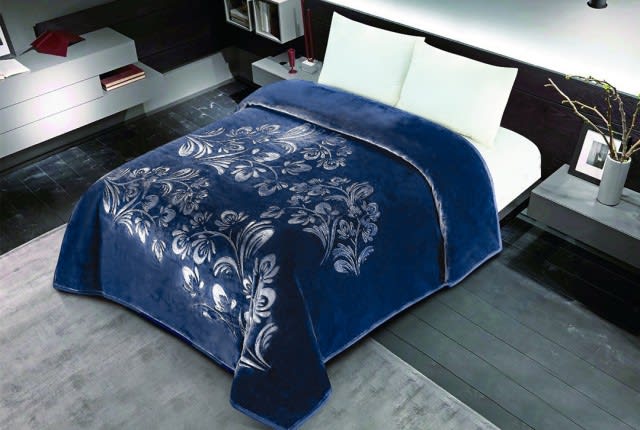 Cannon Embossed Blanket 2 ply - Single Navy