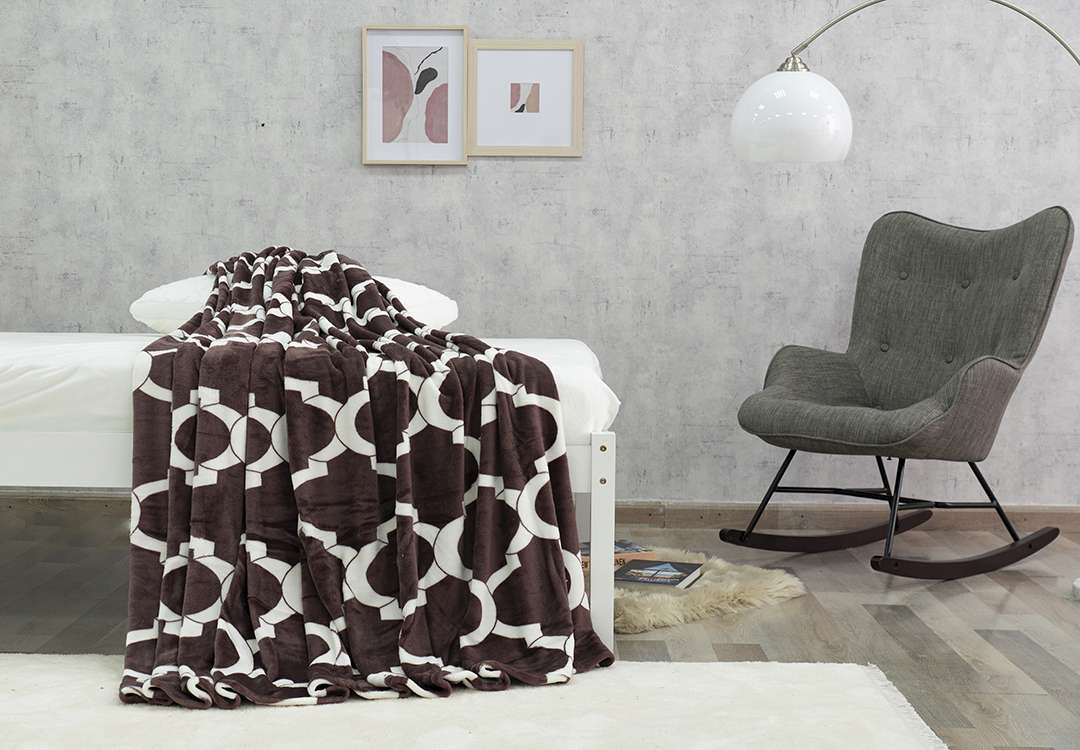 Feature Luxury Velvet Blanket 1 PC - King Brown