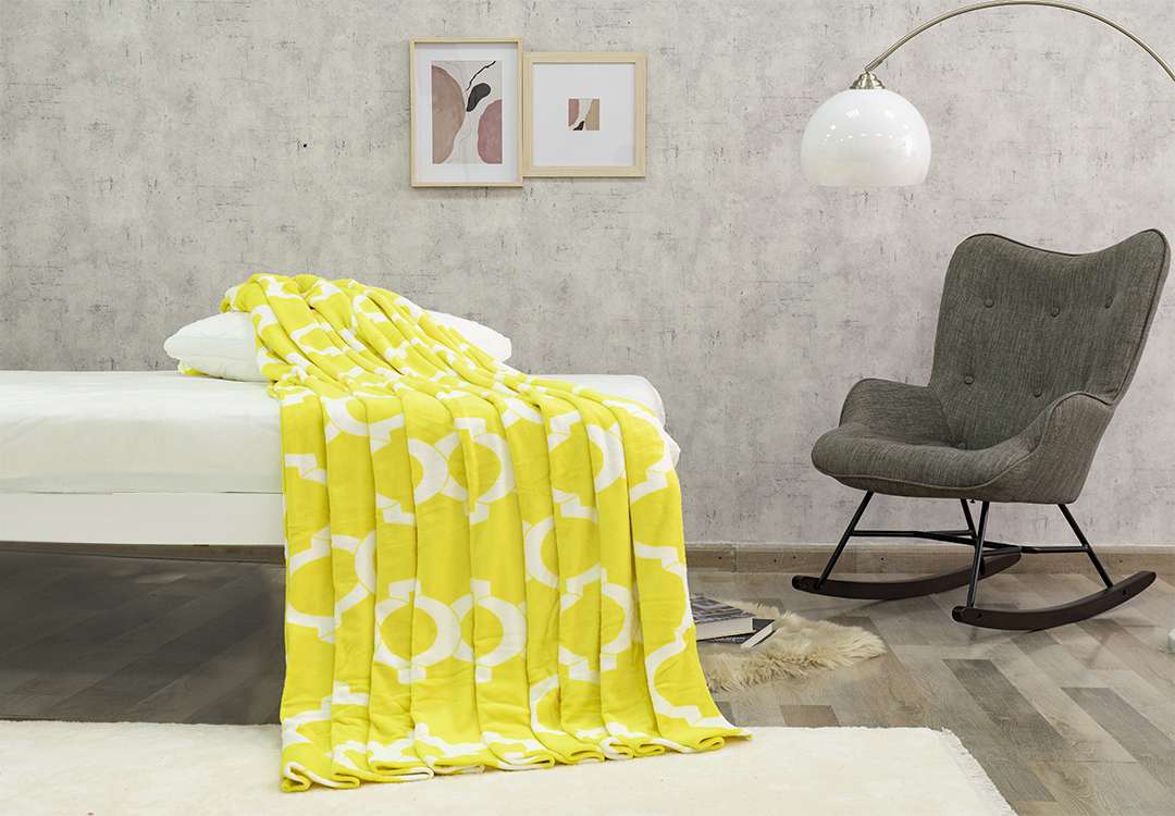 Feature Luxury Velvet Blanket 1 PC - King Yellow