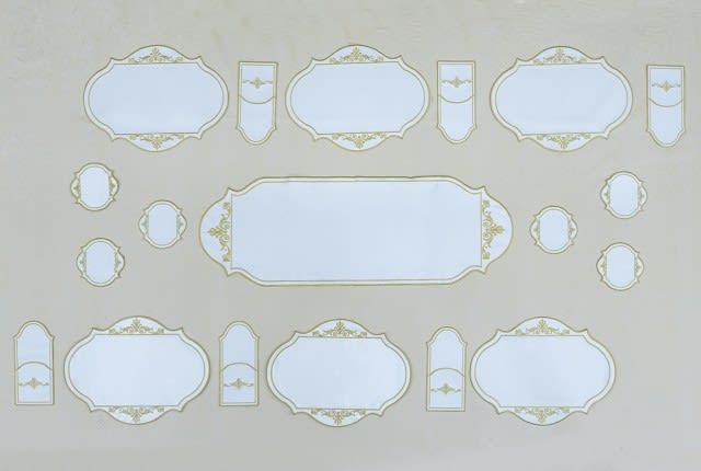 Armada Embroidery Table Mat Set 19 PCS - White & Gold