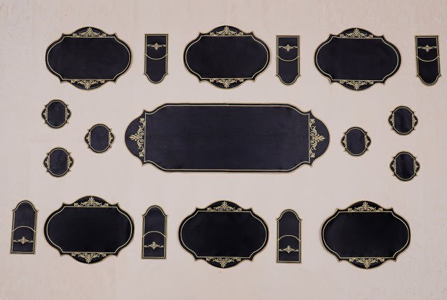 Turkish Armada leather Table Mat Set 19 PCS - Black & Gold