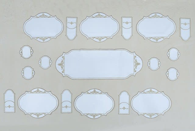 Turkish Armada leather Table Mat Set 19 PCS - White & Bronze