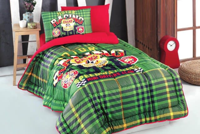 Feature Kids Comforter Set 4 PCS - Green & Red