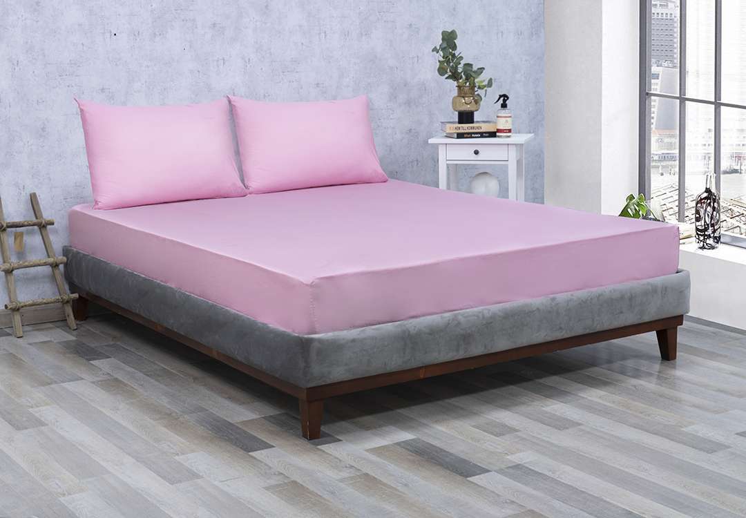 Al Saad Home Cotton BedSheet Set 3 PCS - Queen Pink