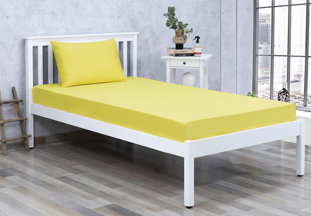 Al Saad Home Cotton BedSheet Set 2 PCS - Single Yellow