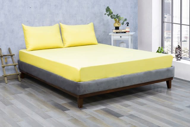 Al Saad Home Cotton BedSheet Set 3 PCS - King Yellow