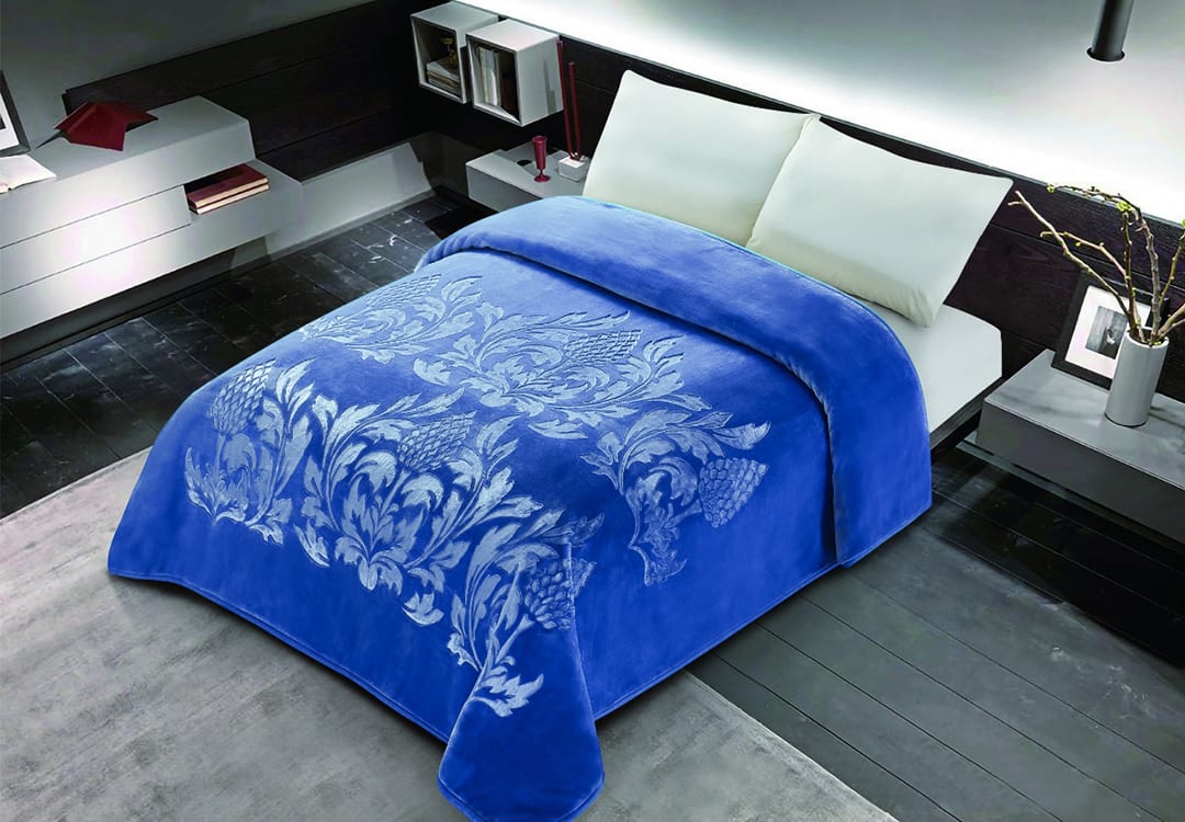 Cannon Embossed Blanket 2 ply - Single Blue
