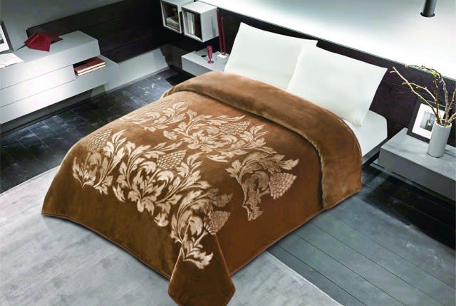 Cannon Embossed Blanket 2 ply - Single Camel