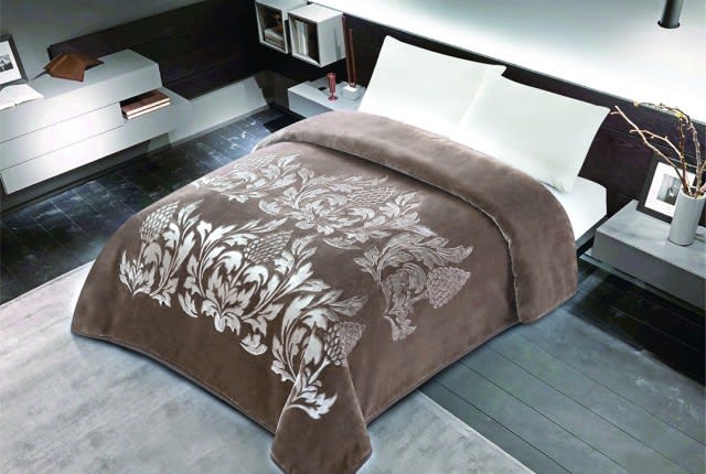 Cannon Embossed Blanket 2 ply - Single Brown