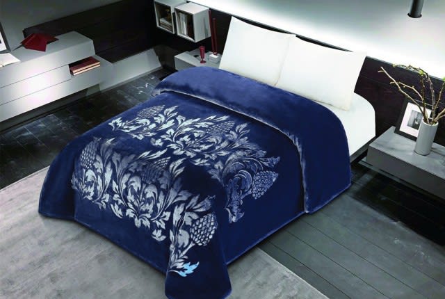 Cannon Embossed Blanket 2 ply - Single Navy