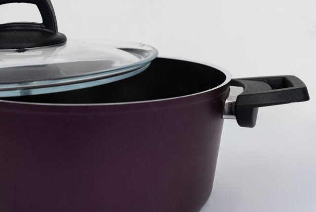 Granite Cooking Pot With Glass Lid - D.Purple ( Medium )