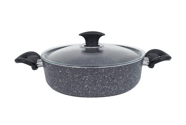 Granite Cooking Pot With Glass Lid - D.Grey ( Medium )