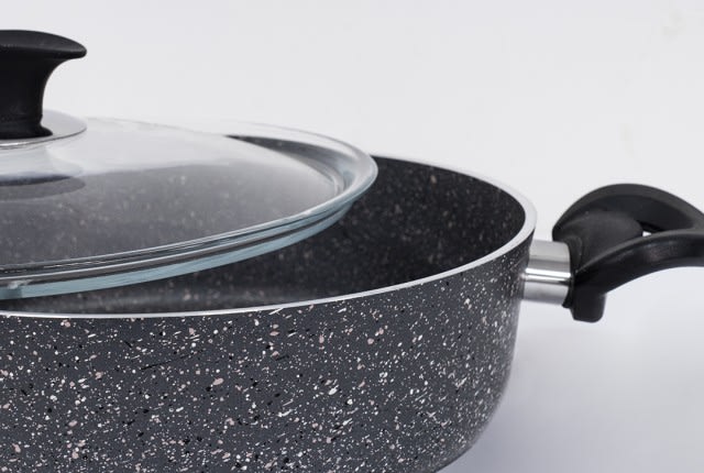 Granite Cooking Pot With Glass Lid - D.Grey ( Medium )