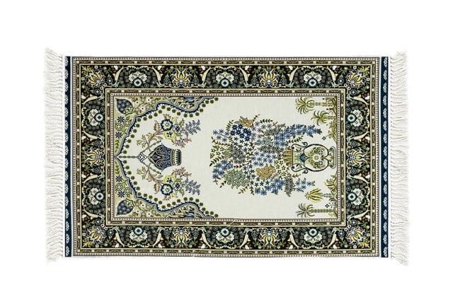 Armada Prayer Carpet For Decor - ( 60 X 120 ) cm - Cream & Green & Blue