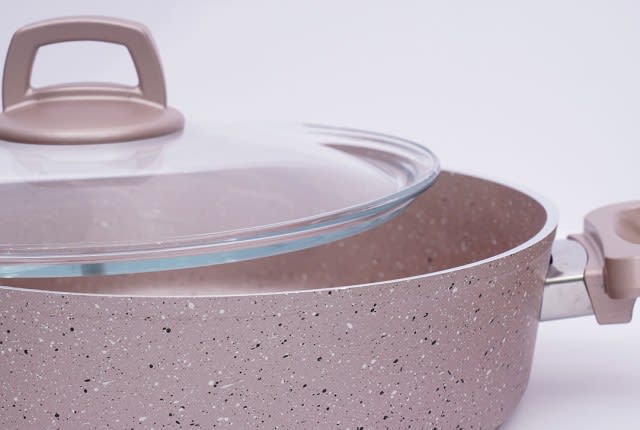 Granite Cooking Pot With Glass Lid - Bronz ( Medium )