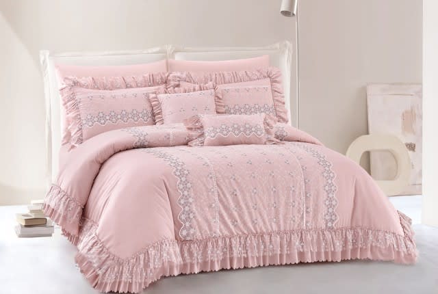 Marcedes Danteel Wedding Comforter Set 8 PCS - King Pink