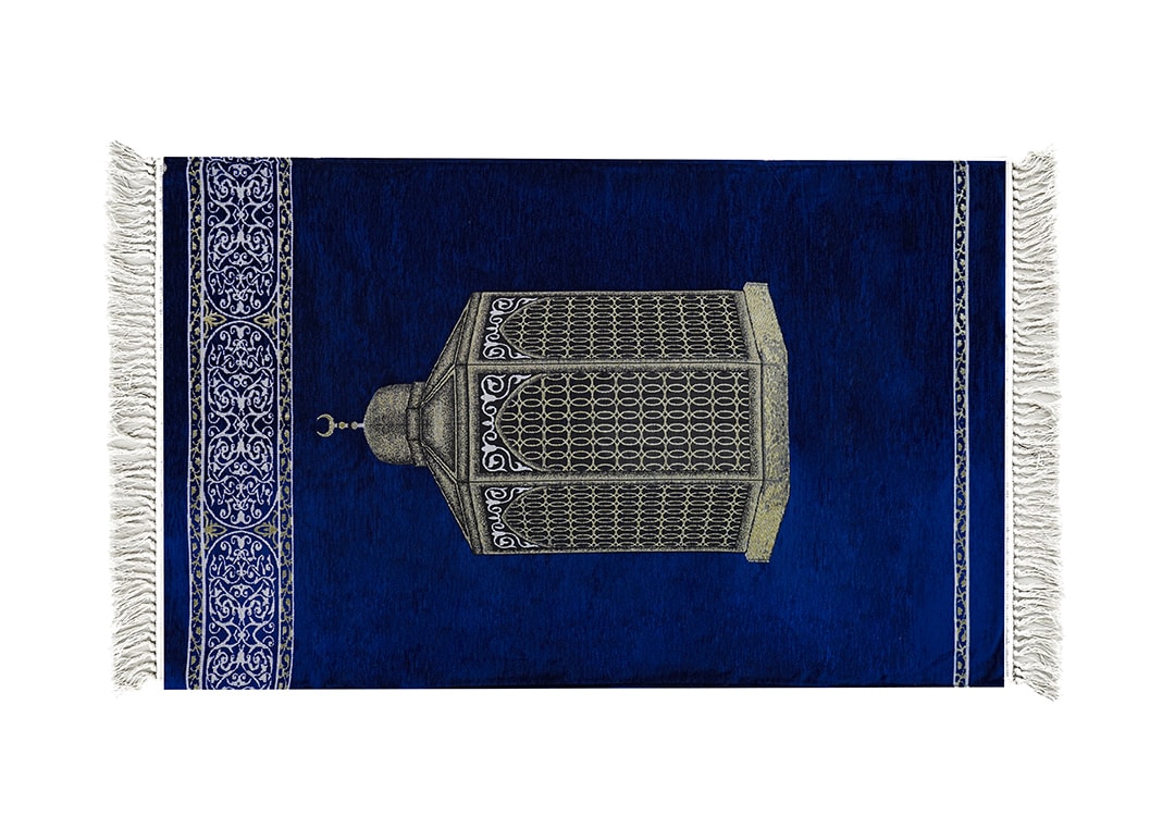 سجادة صلاة مخمل من أرمادا - ( 70 × 115 ) سم - أزرق و ذهبي