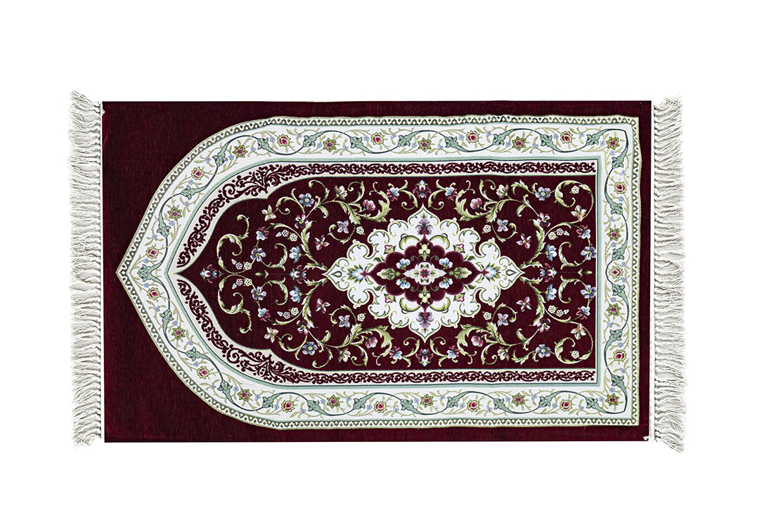Armada Velvet Prayer Carpet - ( 115 X 70 ) cm - Burgandy