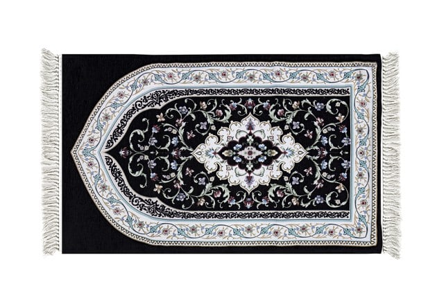 Armada Velvet Prayer Carpet - ( 115 X 70 ) cm - Black