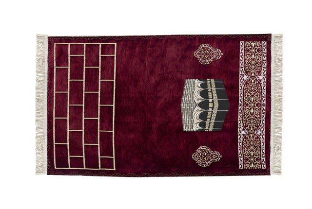 Armada Velvet Prayer Carpet With Bag  - ( 115 X 70 ) cm - Burgundy