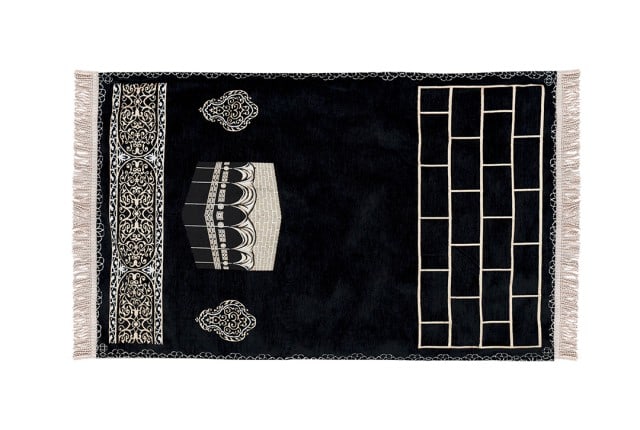 Armada Velvet Prayer Carpet With Bag - ( 115 X 70 ) cm - Black