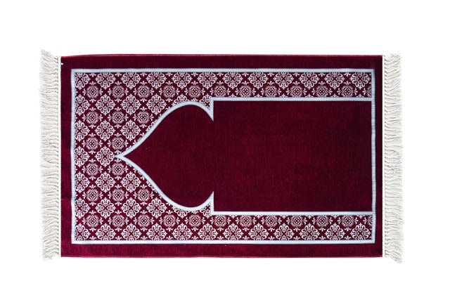 FCC Prayer Carpet With Bag For Decor - ( 115 X 70 ) cm - Burgundy