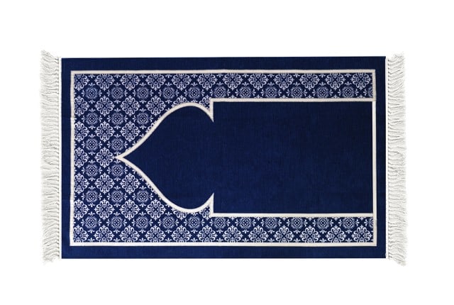 FCC Velvet Prayer Carpet With Bag - ( 115 X 70 ) cm - Blue