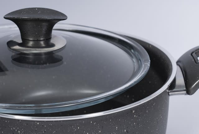 Granite Cooking Pot With Glass Lid - Grey ( Medium )