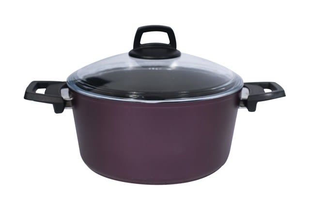Granite Cooking Pot With Glass Lid - Purple ( Medium )