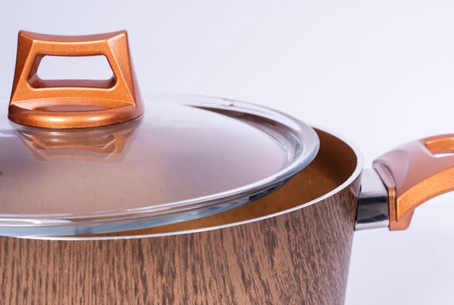 Granite Cooking Pot With Glass Lid - Brown ( Medium )