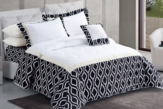 Grace Winter Comforter Set 8 PCS - King Black & White