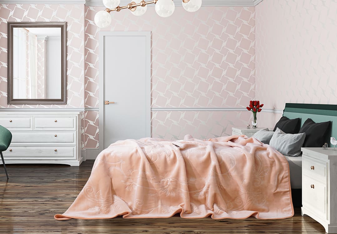 Al Saad Home Luxury Velvet Blanket - King Peach