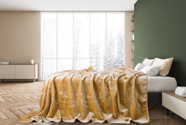 Al Saad Home Luxury Velvet Blanket - King Camel