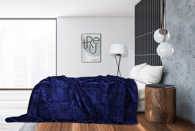 Al Saad Home Luxury Velvet Blanket - King Navi
