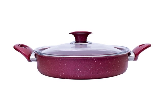 Granite Cooking Pot With Glass Lid - Red ( Medium )