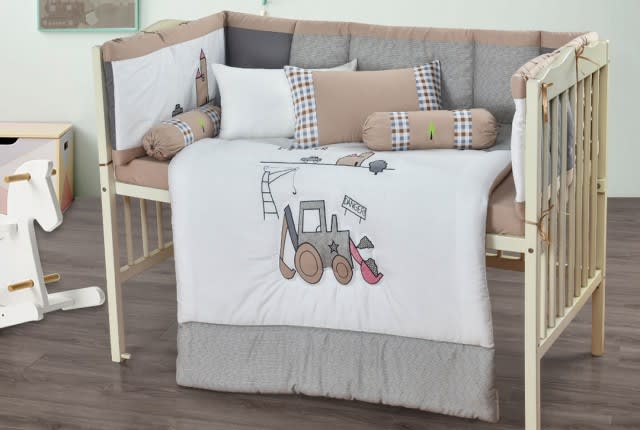 Cannon Baby Comforter Set 7 PCS - White & Grey & Brown