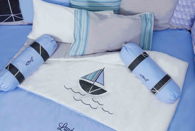 Cannon Baby Comforter Set 7 PCS - Blue & Grey & White