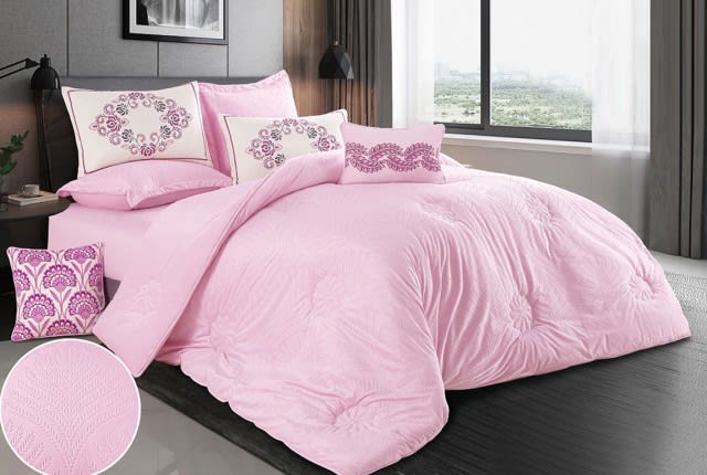 Melodie Velvet Comforter Set 8 PCS - King Pink