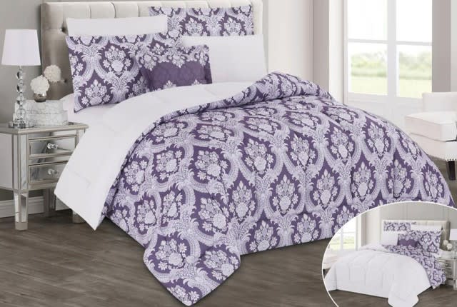 Marmaris Comforter Set 4 PCS - Single Purple & White