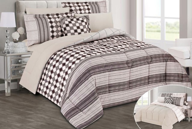 Marmaris Comforter Set 4 PCS - Single Beige & Brown