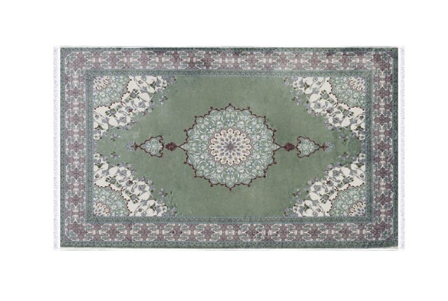 Memory Foam Prayer Carpet For Decor - Green & Brown