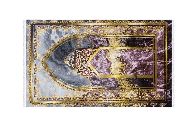 Memory Foam Prayer Carpet For Decor - Gold & Brown & Grey