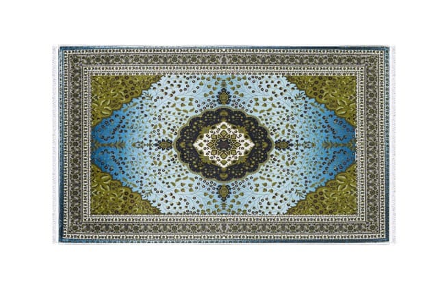 Memory Foam Prayer Carpet For Decor - Beige & Sky Blue