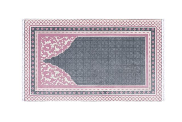 Memory Foam Prayer Carpet For Decor - Pink & Grey
