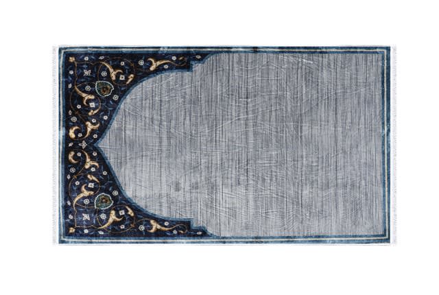 Memory Foam Prayer Carpet For Decor - Grey & Black
