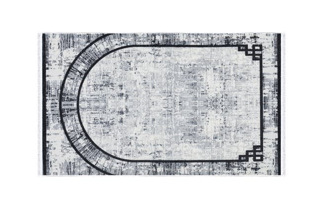 Memory Foam Prayer Carpet For Decor - L.Grey & Black