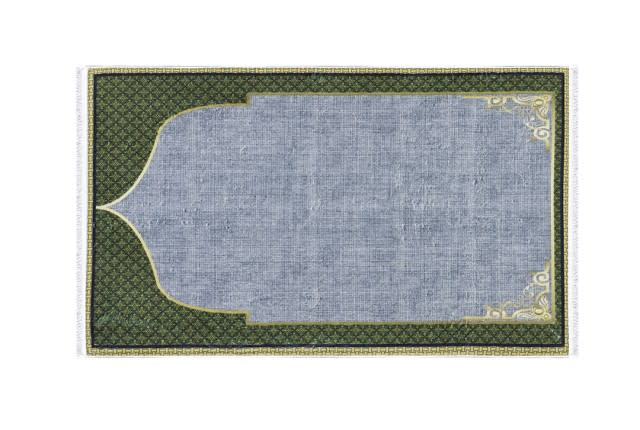 Memory Foam Prayer Carpet For Decor - Green & Grey 
