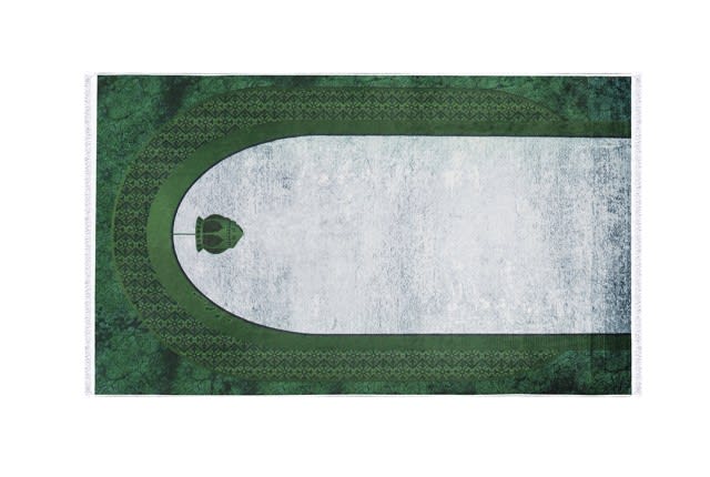 Memory Foam Prayer Carpet For Decor -Green & Silver